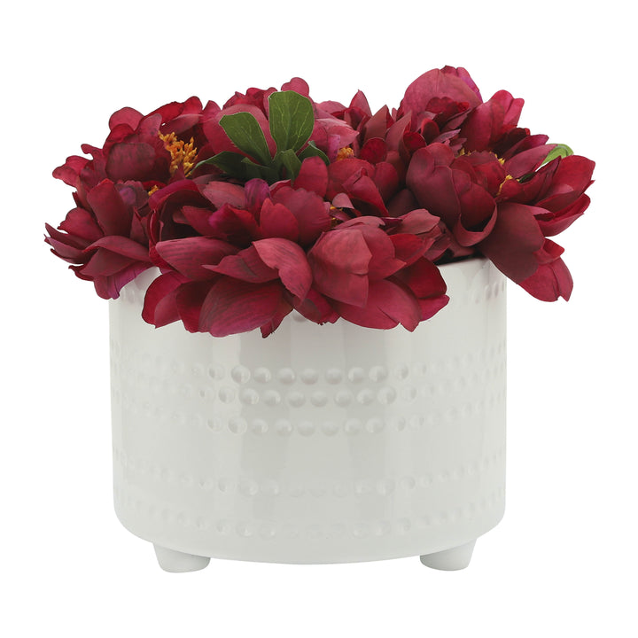 S/2 DOTTED FOOTED PLANTERS 10/12" , WHITE