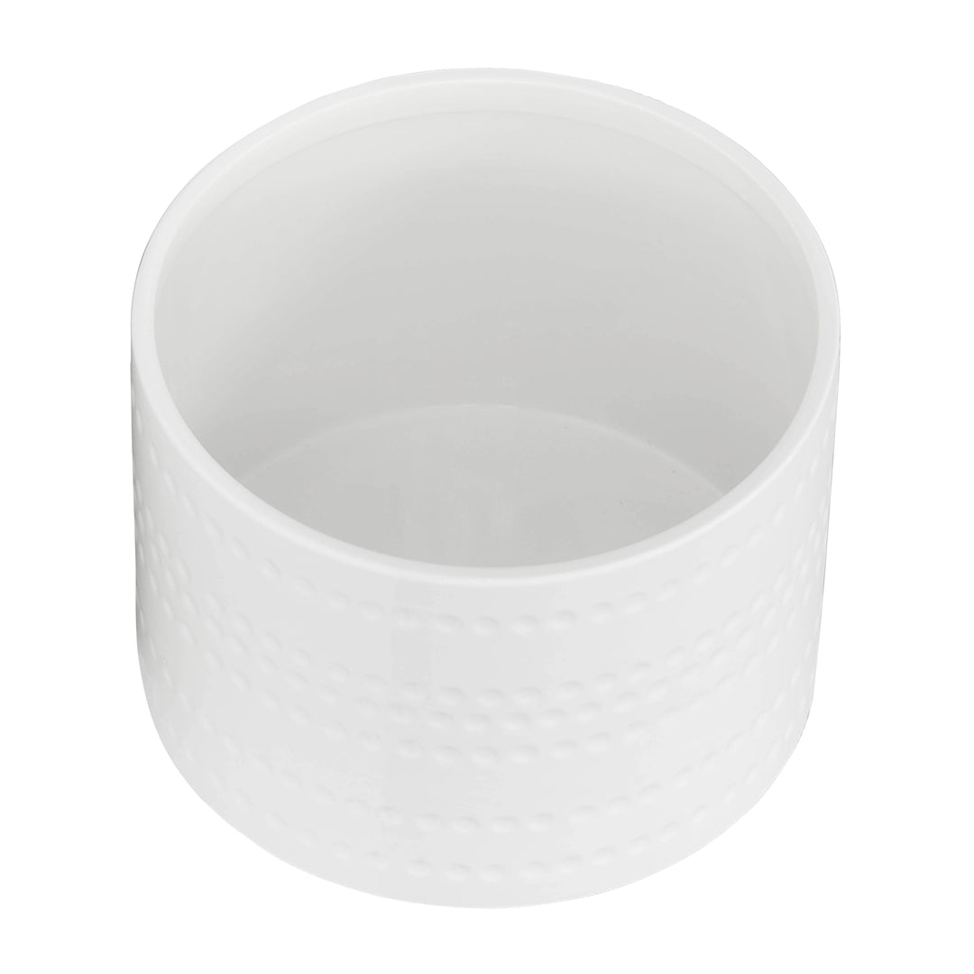 S/2 DOTTED FOOTED PLANTERS 10/12" , WHITE