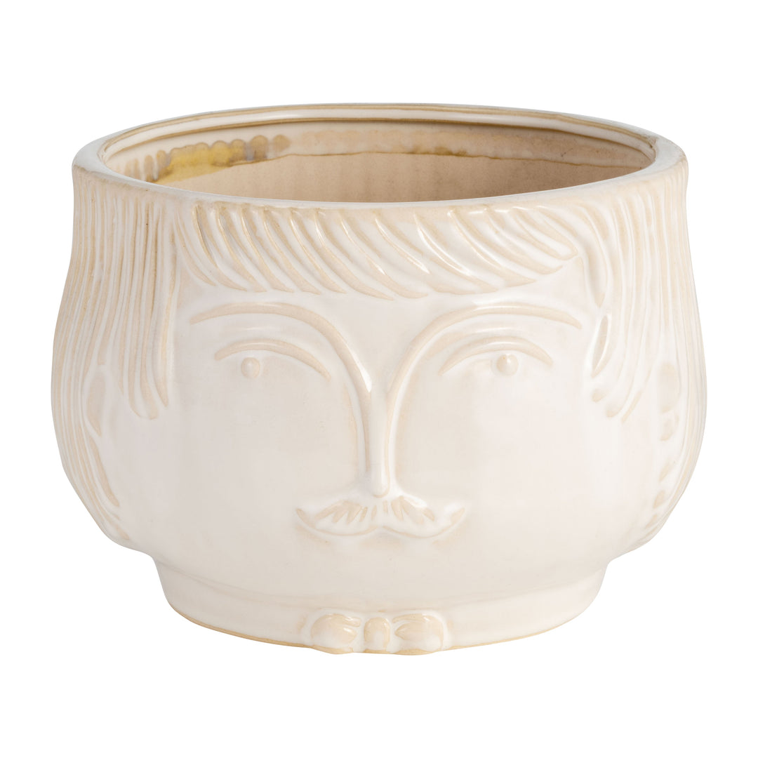 7" GRANDPA PLANTER, WHITE