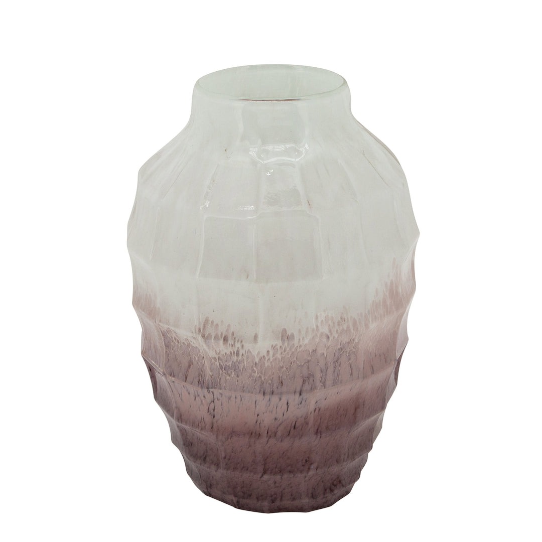 GLASS, 12"H 2-TONE VASE, BLUSH