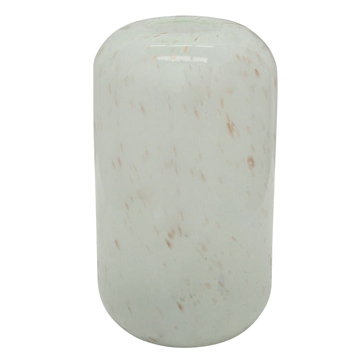 GLASS, 13" SPECKLED VASE, BEIGE