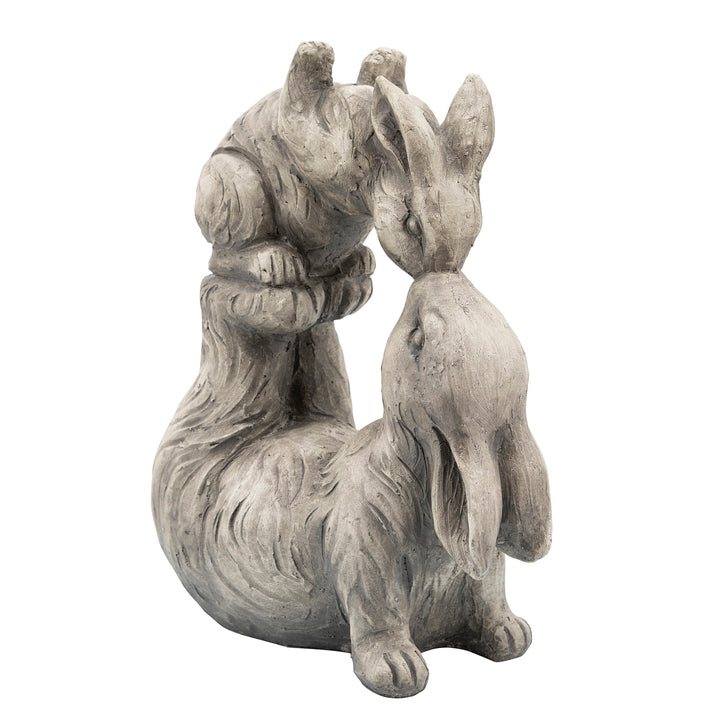 Resin, 15"H Kissing Bunnies, Antique White