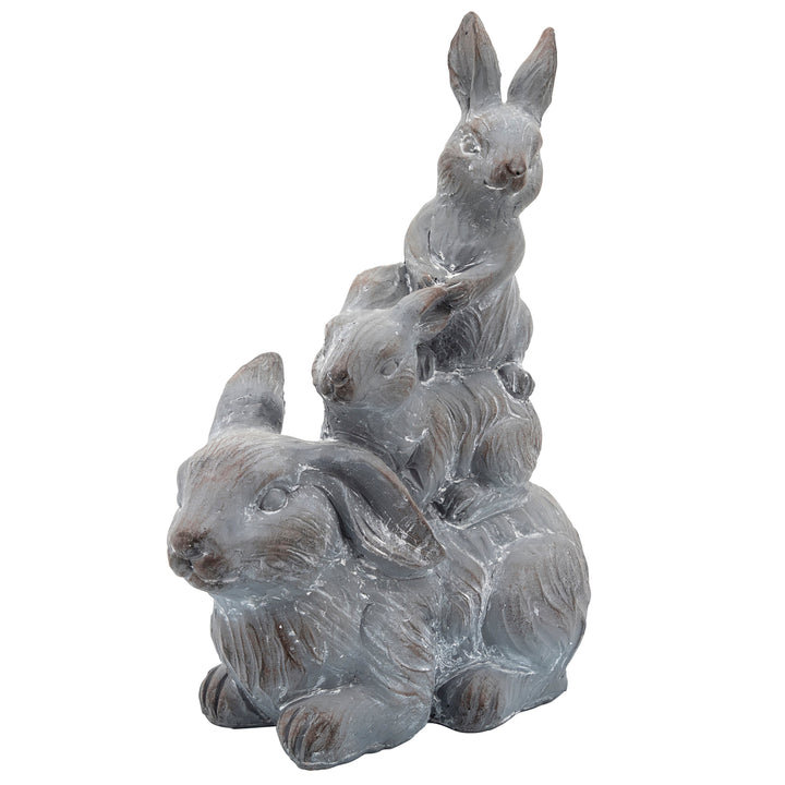 RESIN, 16"H THREE BUNNIES DECO, GRAY