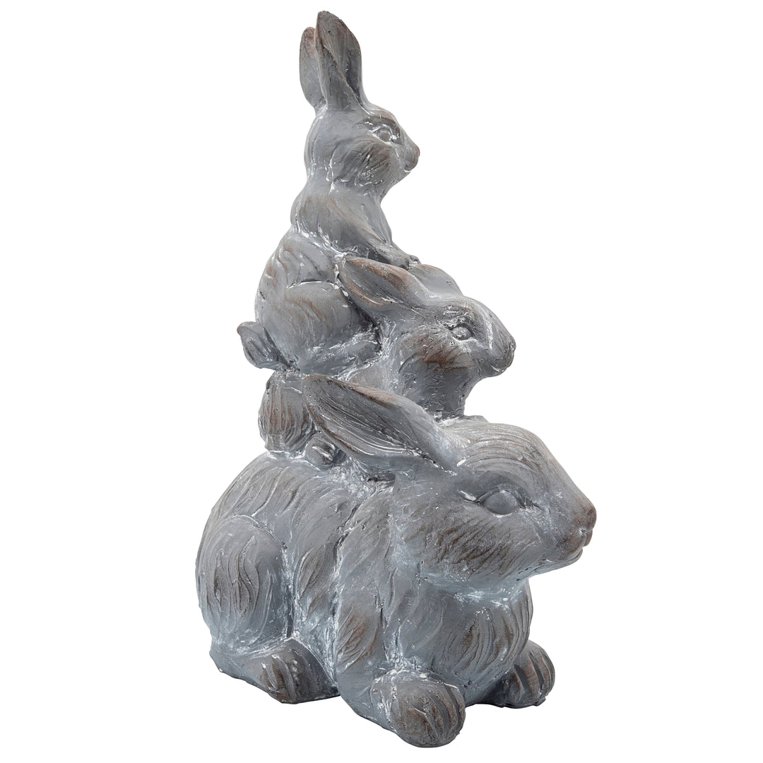 RESIN, 16"H THREE BUNNIES DECO, GRAY