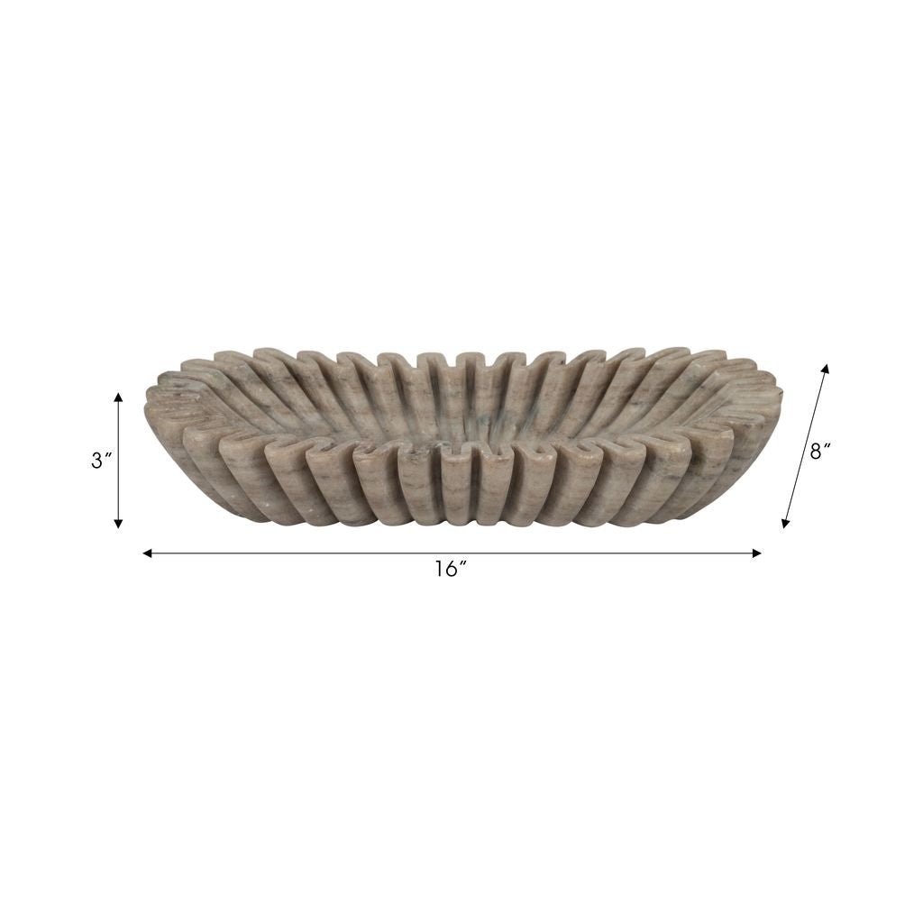 16" ARKIN WAVY MARBLE BOWL, TAN