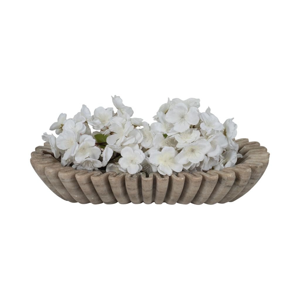 16" ARKIN WAVY MARBLE BOWL, TAN