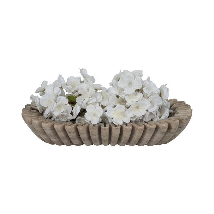 16" ARKIN WAVY MARBLE BOWL, TAN