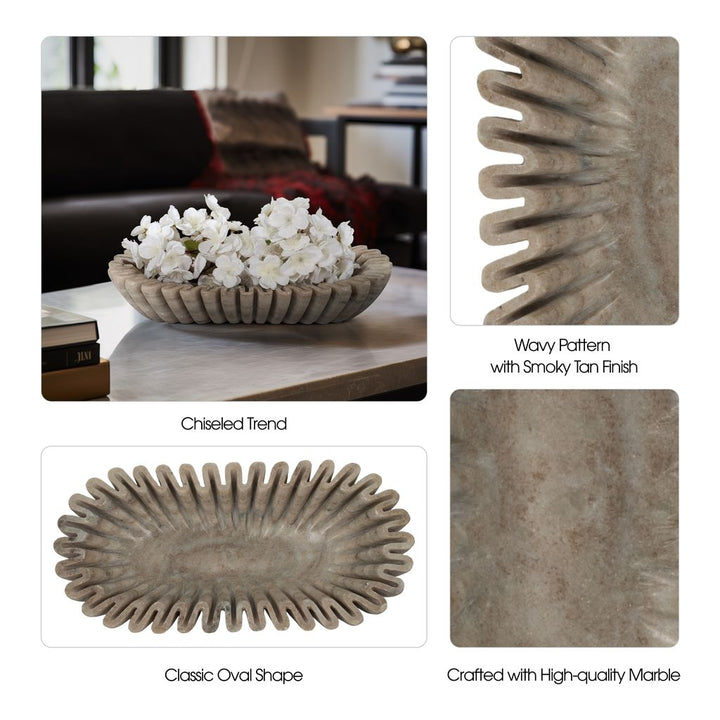 16" ARKIN WAVY MARBLE BOWL, TAN