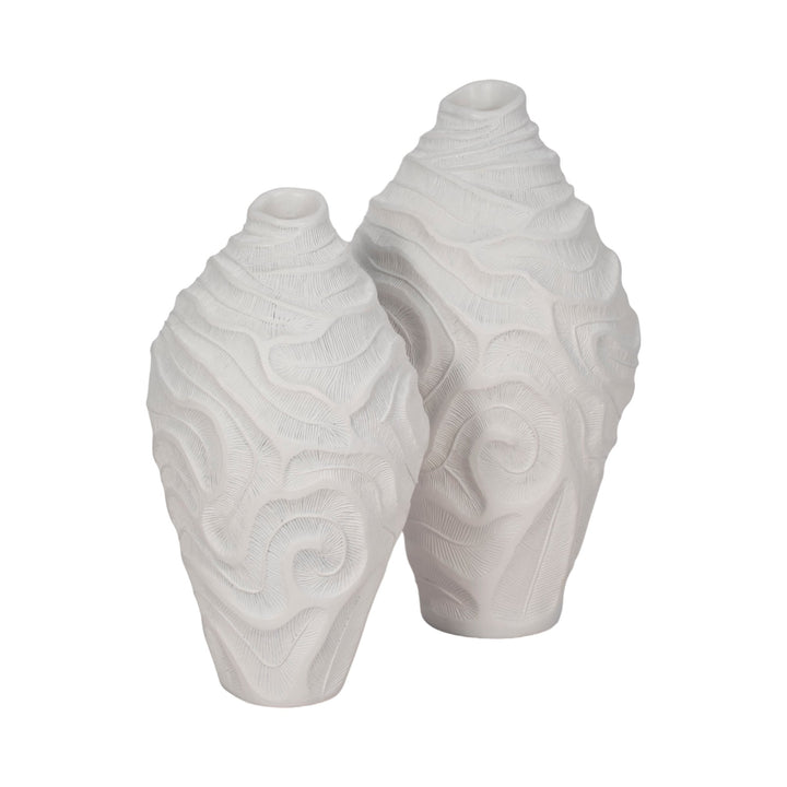 16" COASTAL CORAL VASE, WHITE