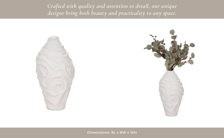 16" COASTAL CORAL VASE, WHITE