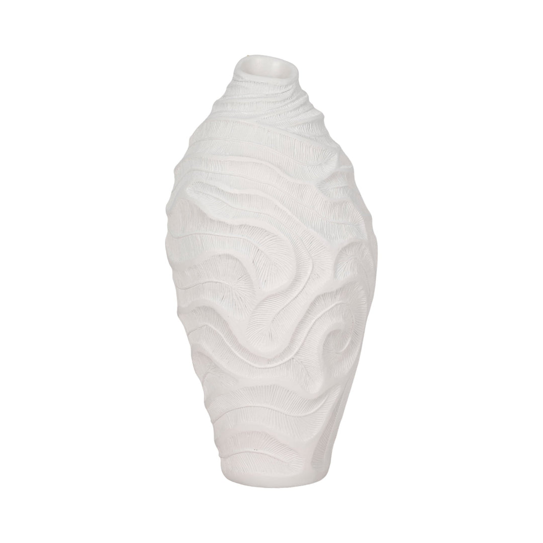 16" COASTAL CORAL VASE, WHITE