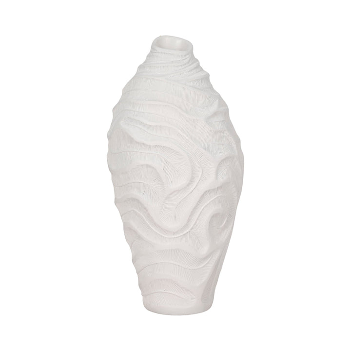 16" COASTAL CORAL VASE, WHITE