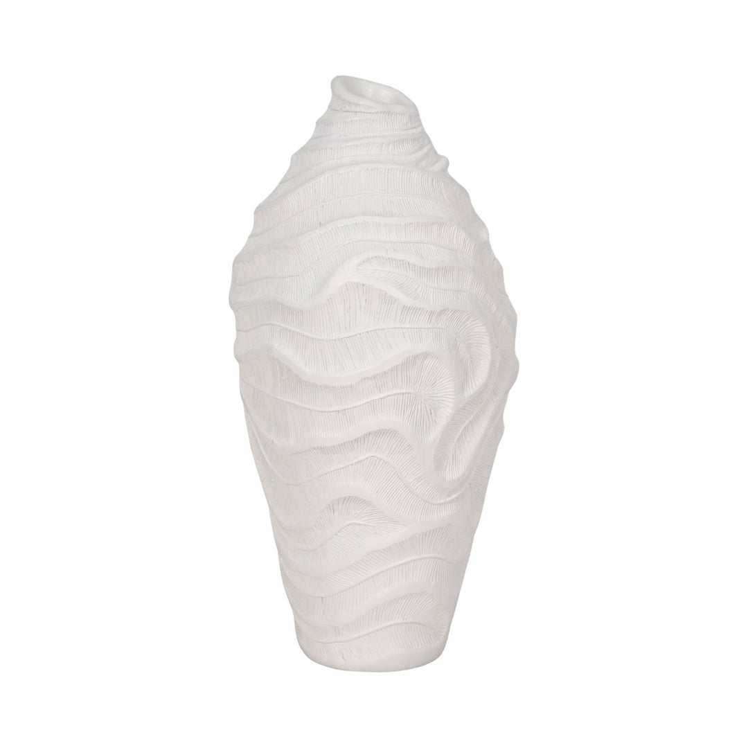 16" COASTAL CORAL VASE, WHITE