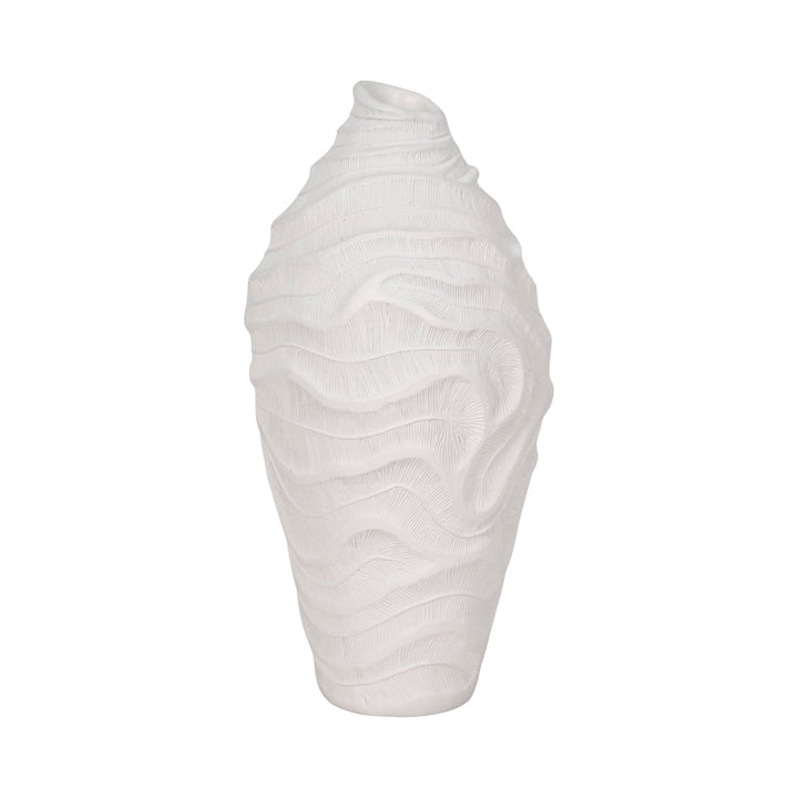 16" COASTAL CORAL VASE, WHITE