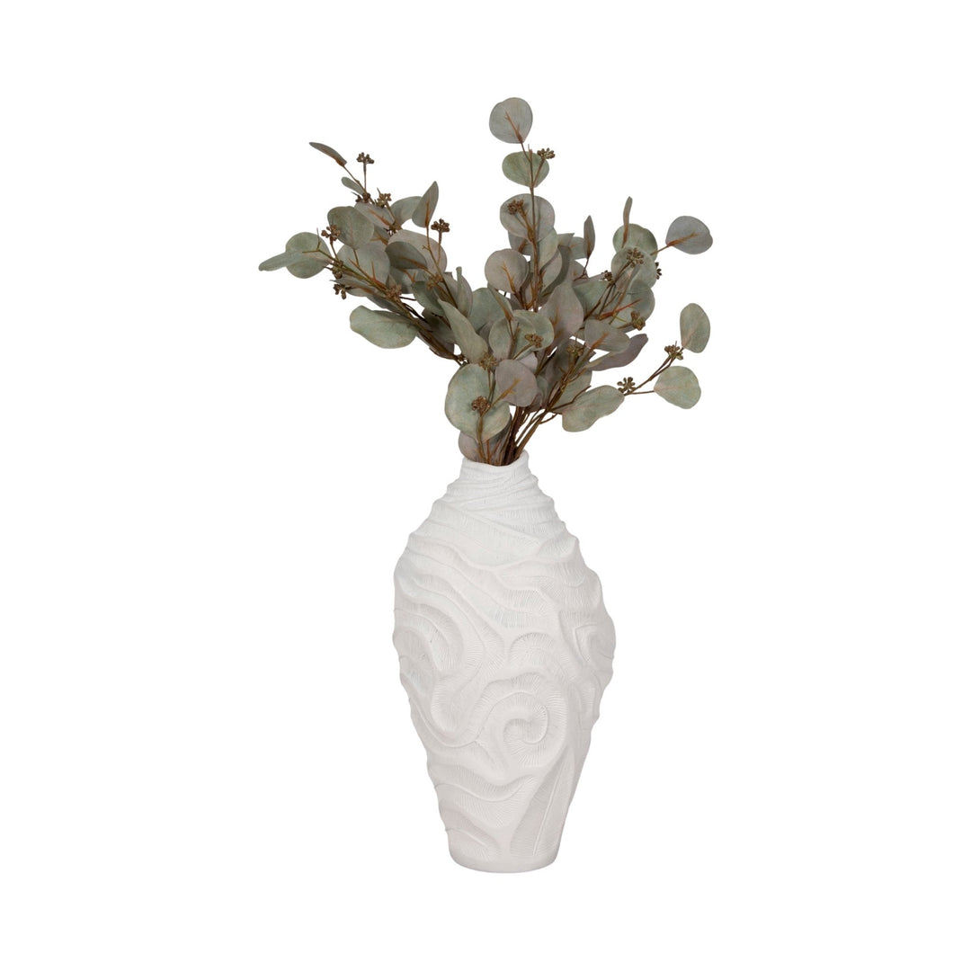 16" COASTAL CORAL VASE, WHITE