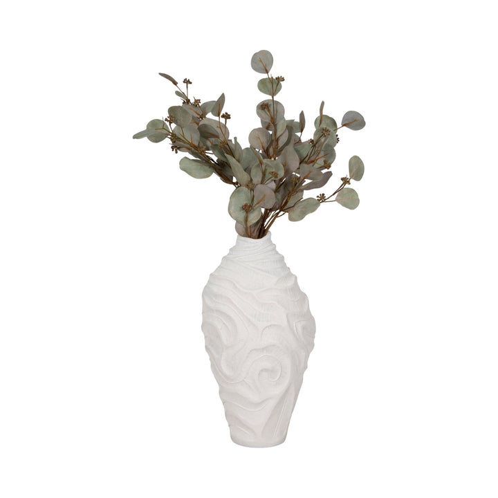 16" COASTAL CORAL VASE, WHITE