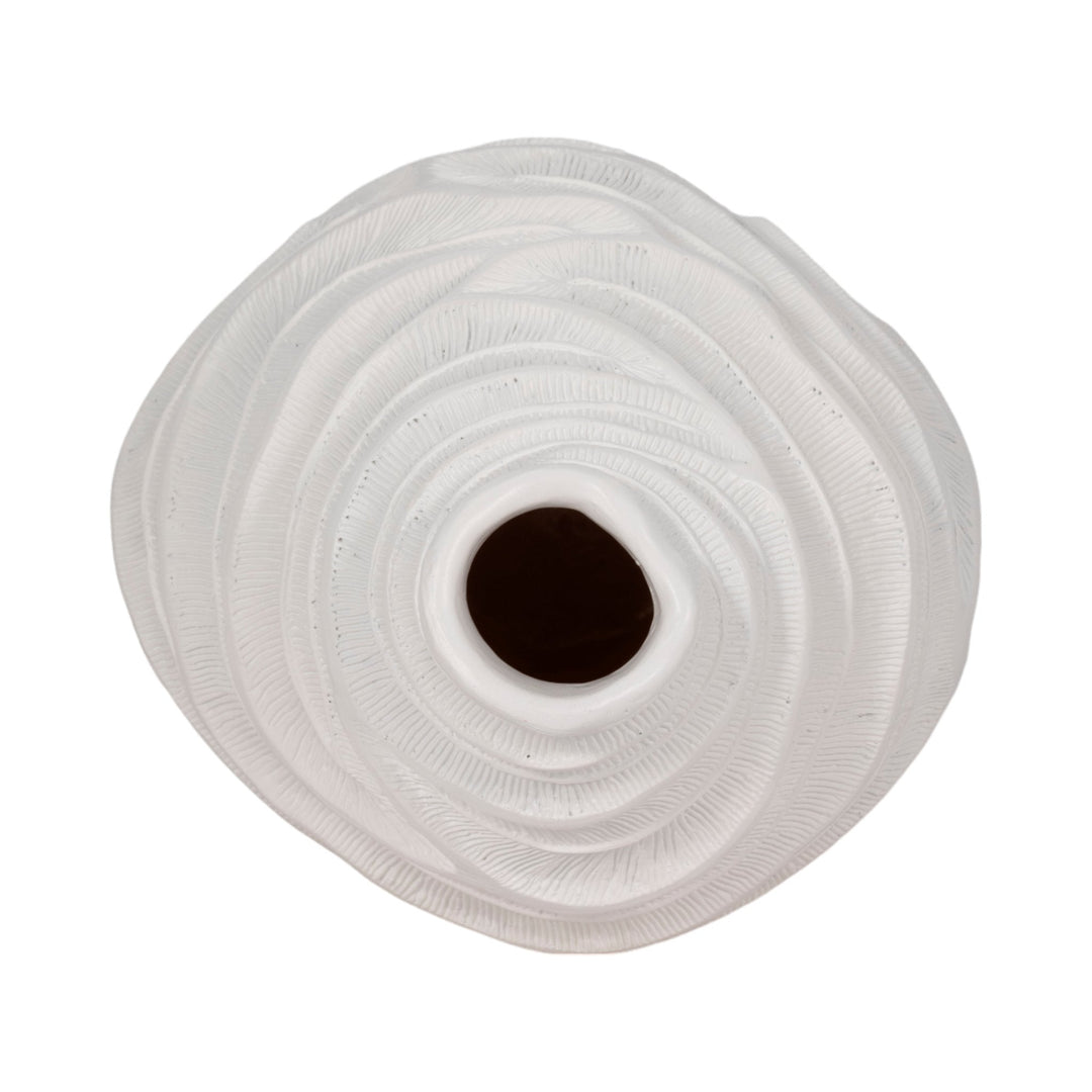 16" COASTAL CORAL VASE, WHITE