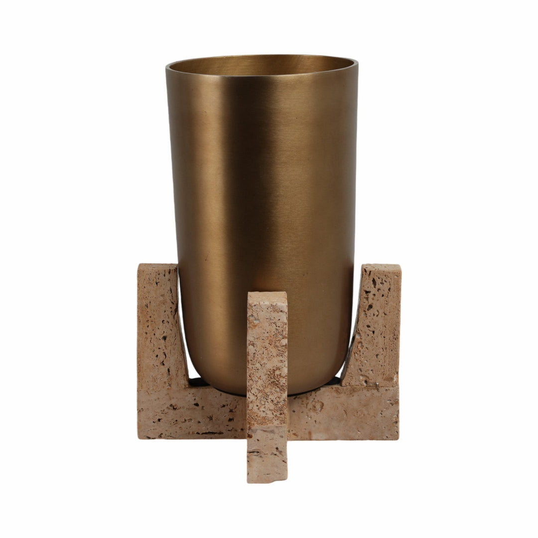 16" FRIDLEY LARGE VASE WITH TRAVERTINE BASE