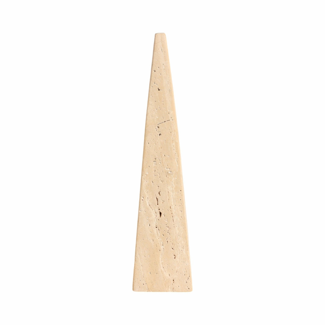 16" Travertine Obelisk, Tan