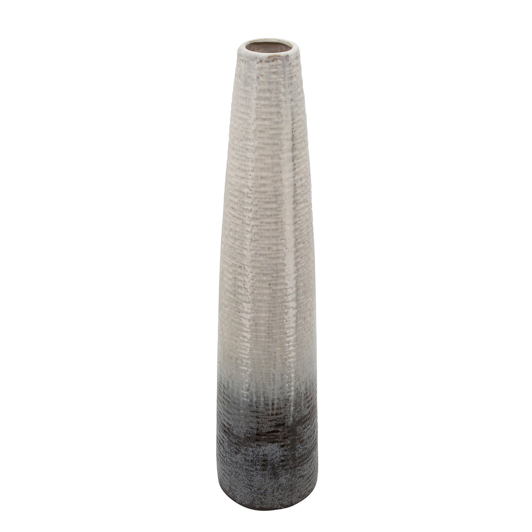 31"H TEXTURED 2-TONE VASE, BEIGE