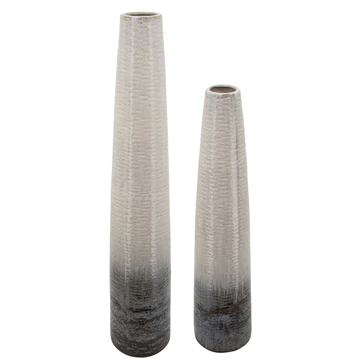 31"H TEXTURED 2-TONE VASE, BEIGE