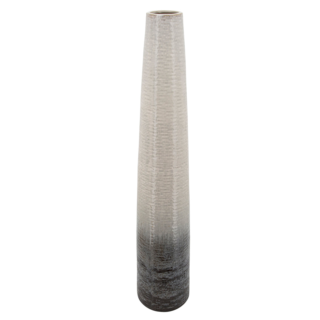 39"H TEXTURED 2-TONE VASE, BEIGE