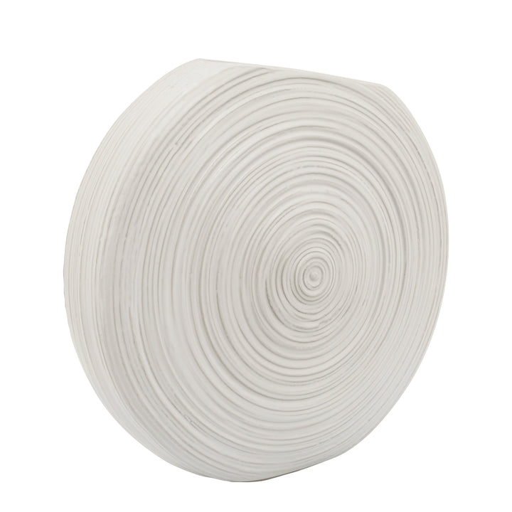 14"H OVAL SWIRLED VASE, WHITE