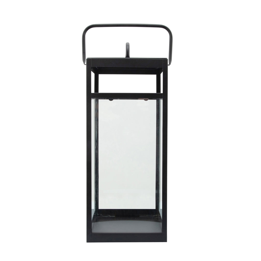 METAL 21"H RECTANGULAR LANTERN, BLACK