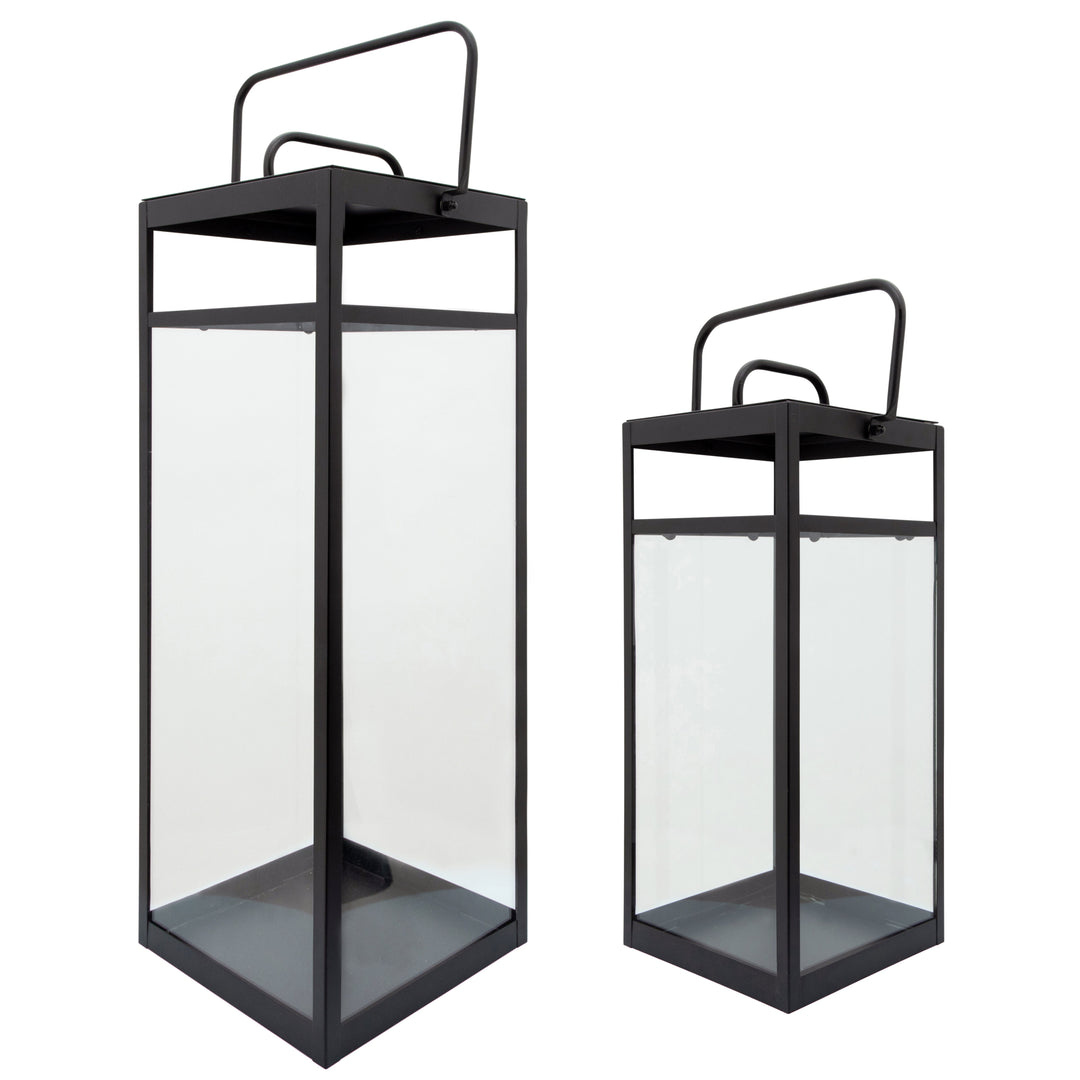 METAL 21"H RECTANGULAR LANTERN, BLACK