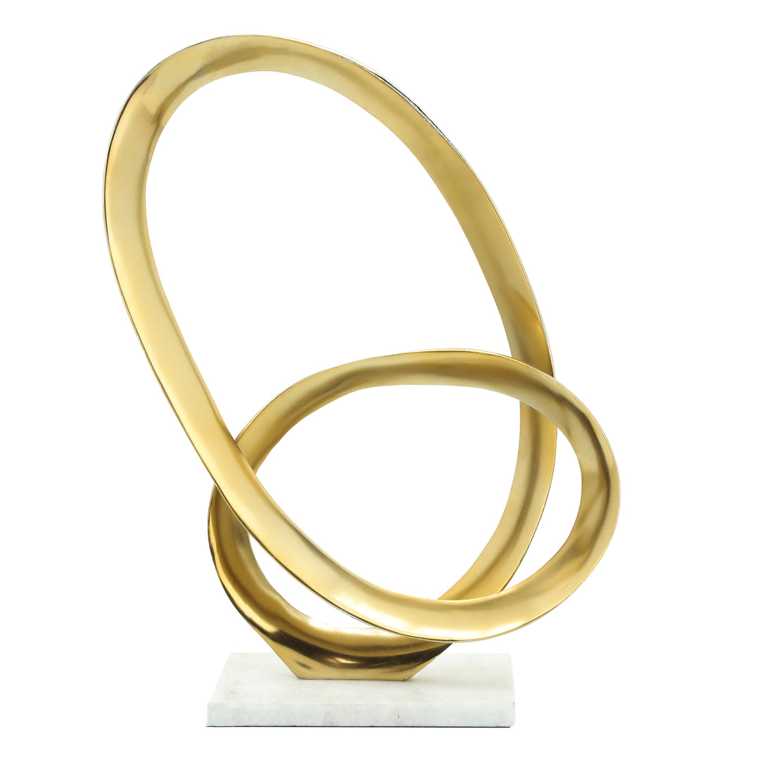 METAL 16"H LOOP W/ MARBLE BASE, GOLD