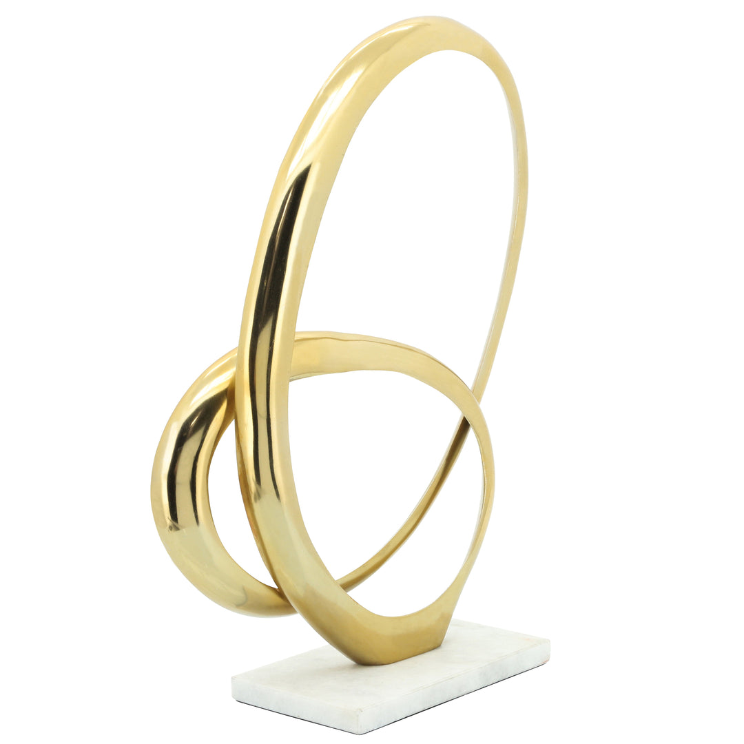 METAL 16"H LOOP W/ MARBLE BASE, GOLD