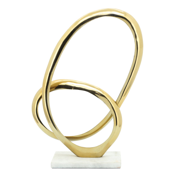 METAL 16"H LOOP W/ MARBLE BASE, GOLD