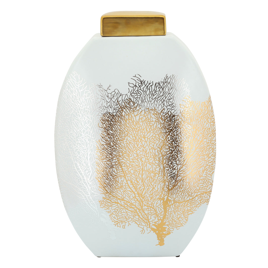 16" DECAL JAR W/ LID, GOLD