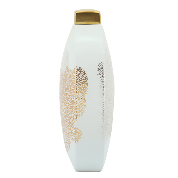 16" DECAL JAR W/ LID, GOLD