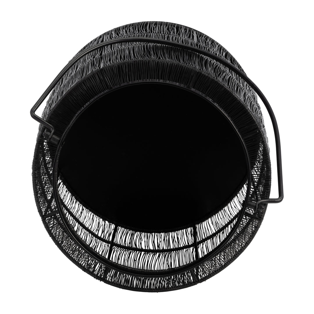 METAL 15" WIRE LANTERN, BLACK