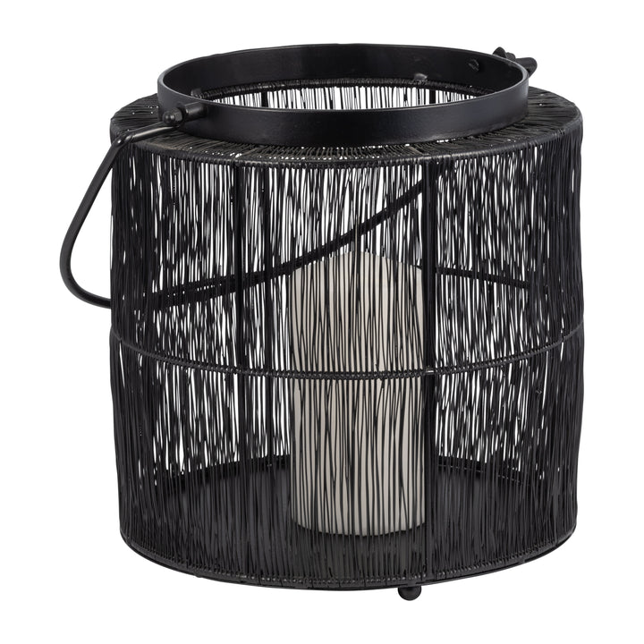 METAL 10.25" WIRE LANTERN, BLACK