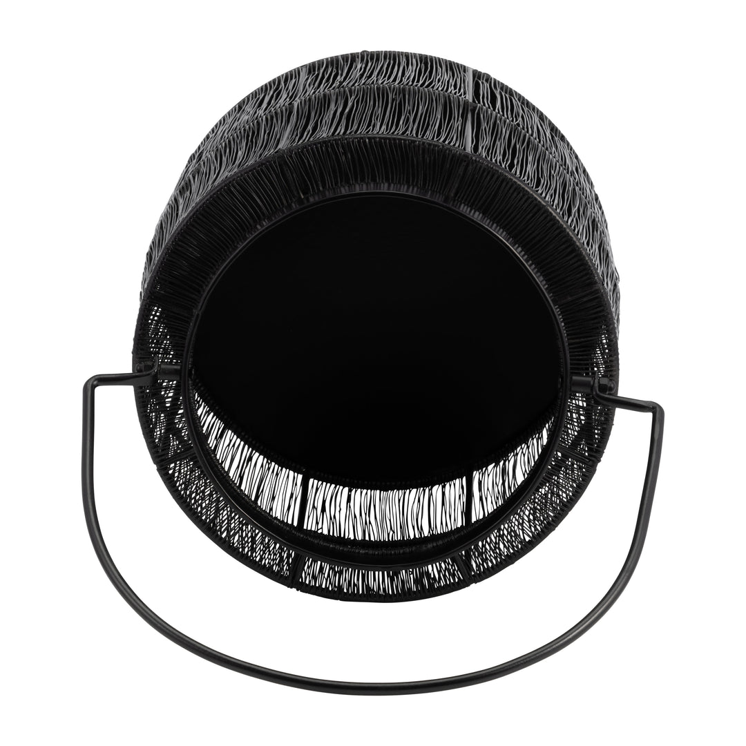 METAL 10.25" WIRE LANTERN, BLACK