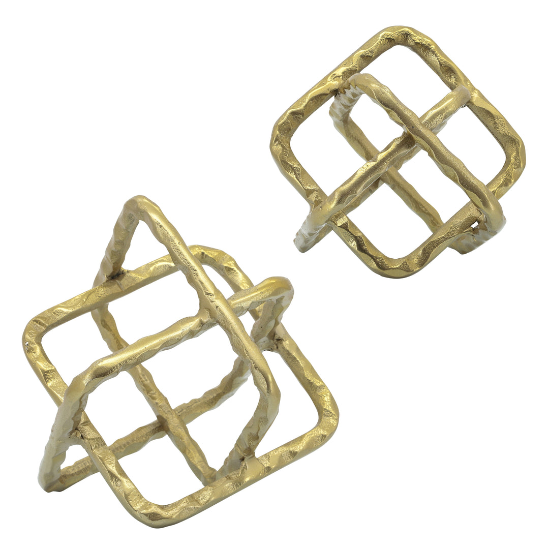 METAL 8" SQUARE ORBS, GOLD