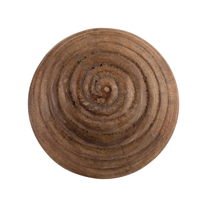 4" WOODEN ORB W/ RIDGES, NATURAL