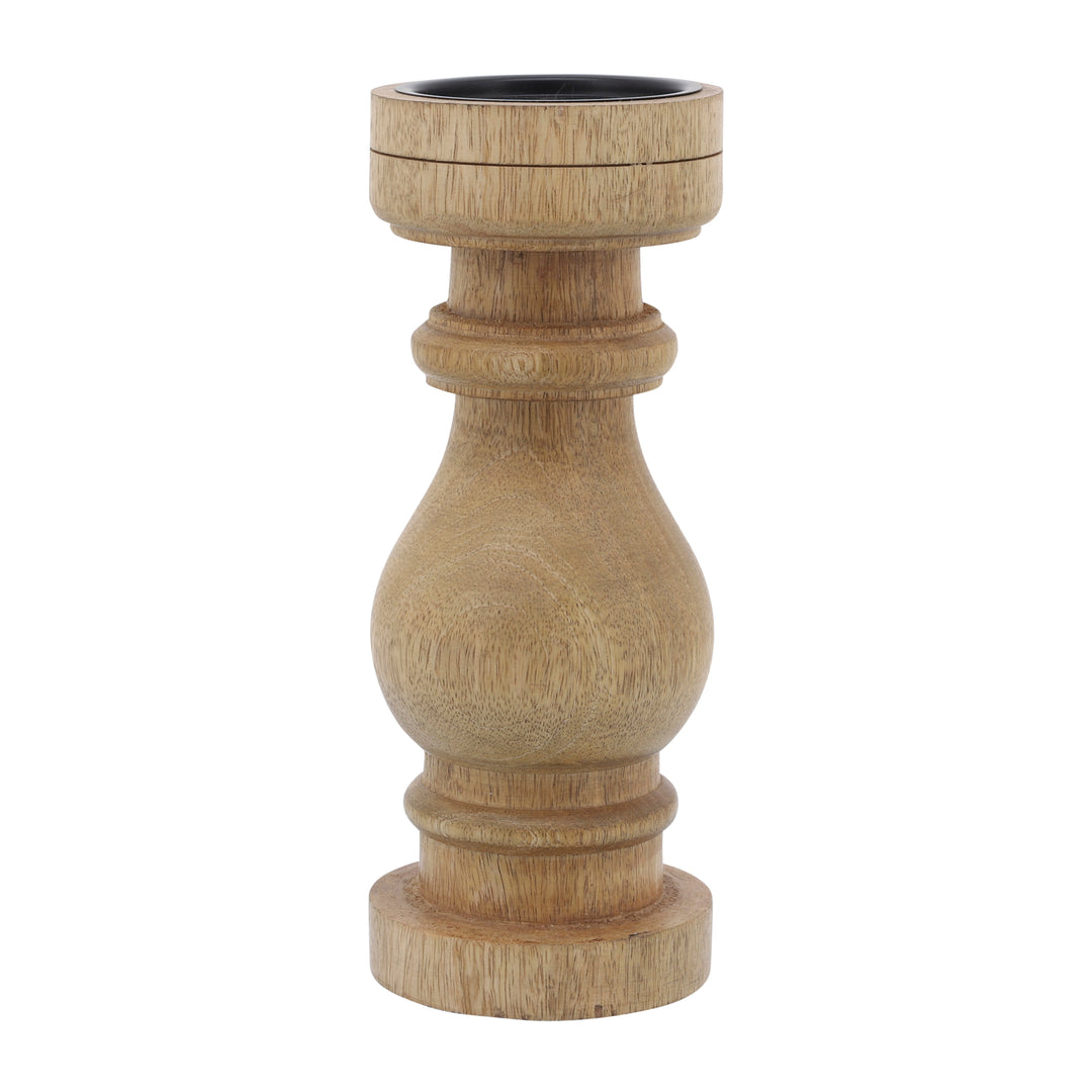 11" WOODEN PILLAR STAND, NATURAL