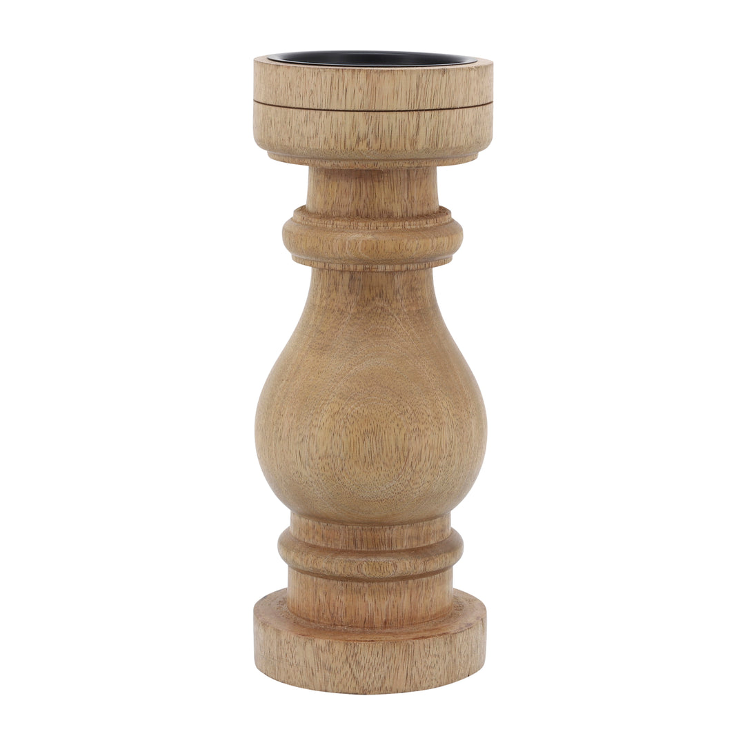 11" WOODEN PILLAR STAND, NATURAL