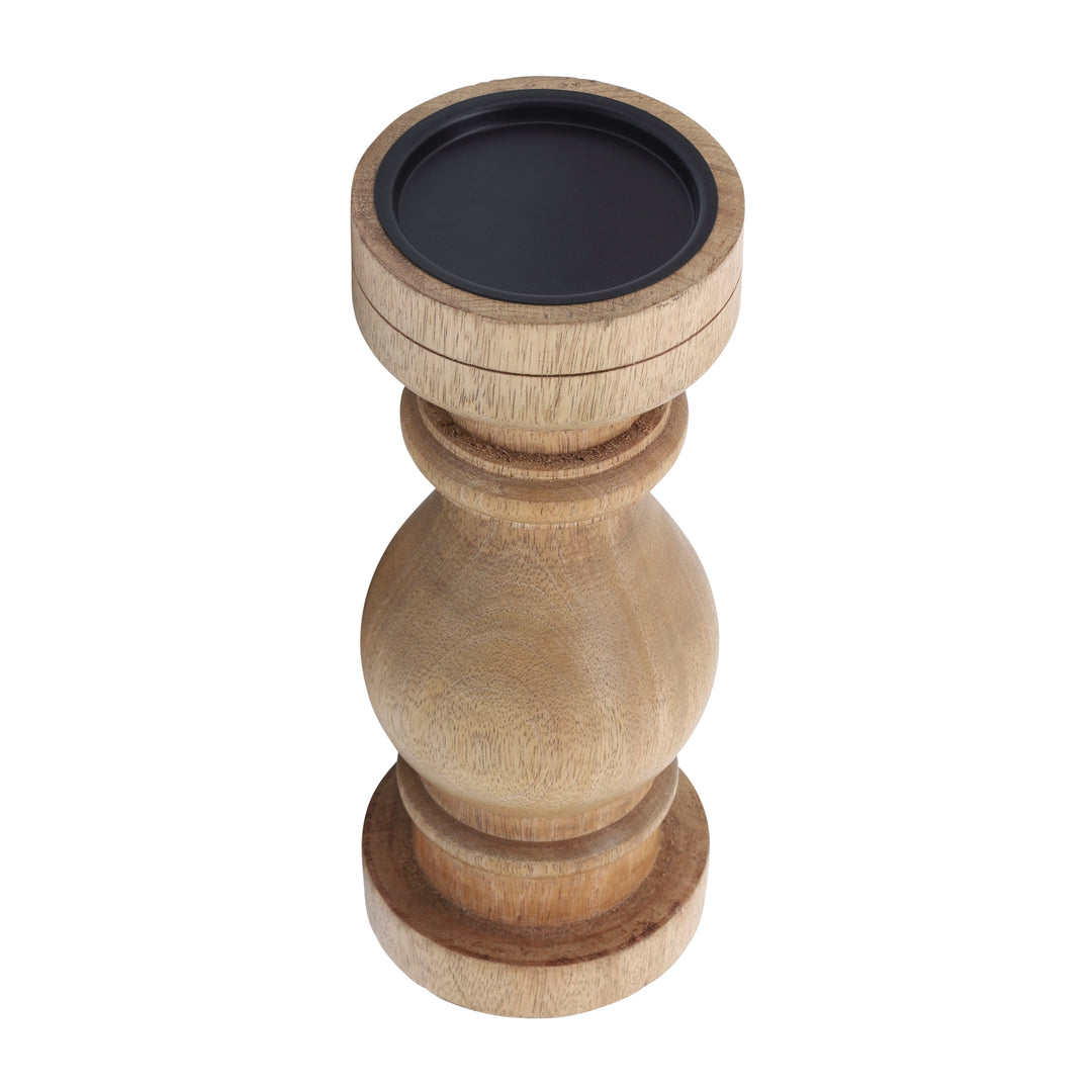 11" WOODEN PILLAR STAND, NATURAL