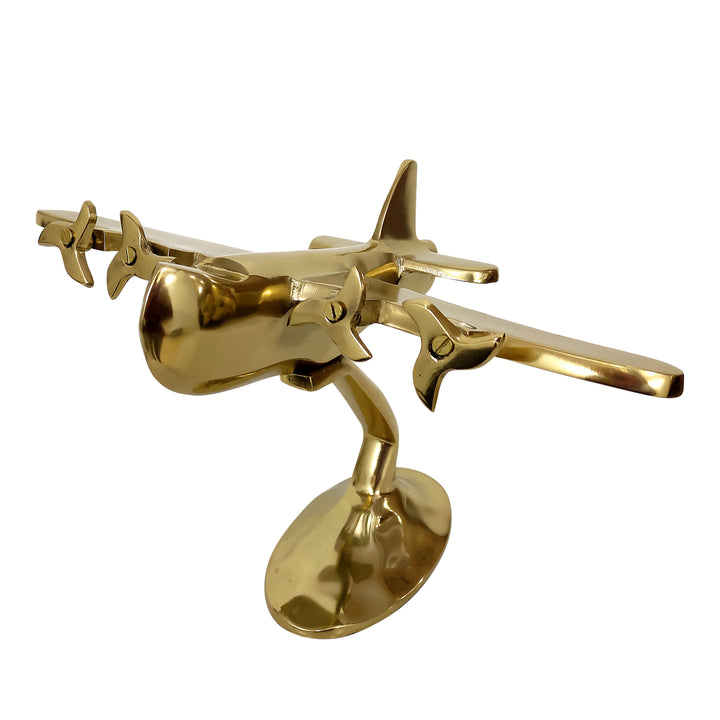 METAL 11" PLANE ON METAL STAND, GOLD