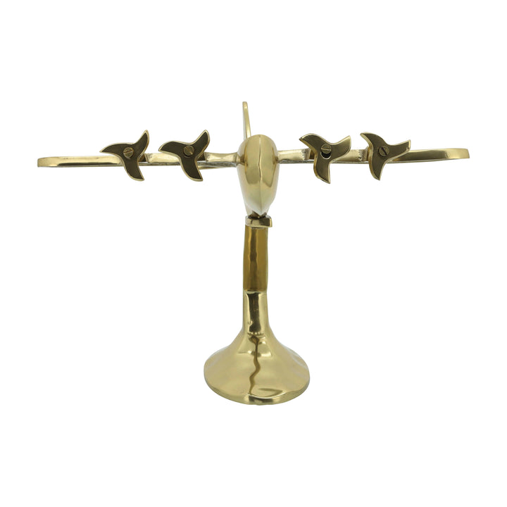 METAL 11" PLANE ON METAL STAND, GOLD