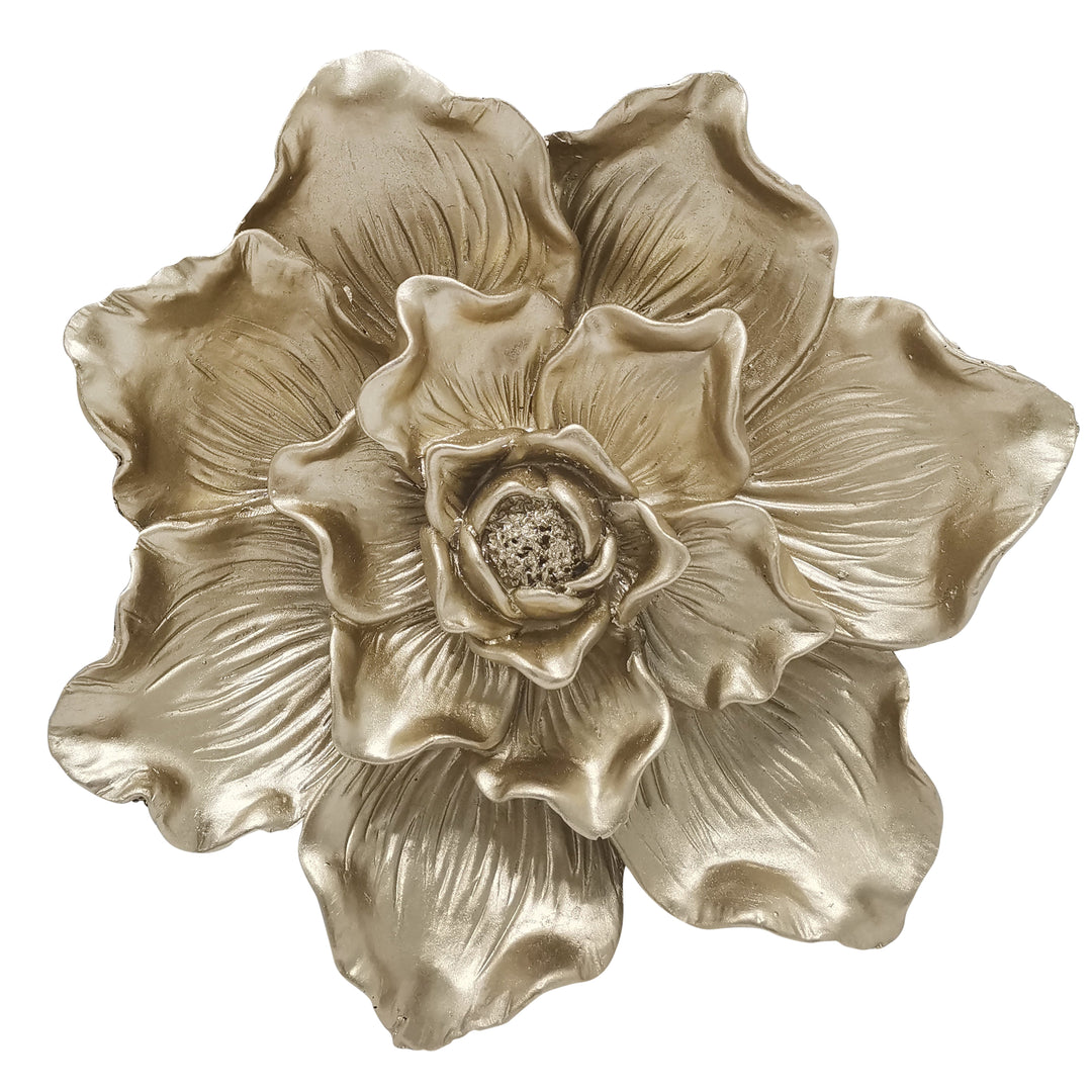 RESIN 9" FLOWER WALL ACCENT, GOLD