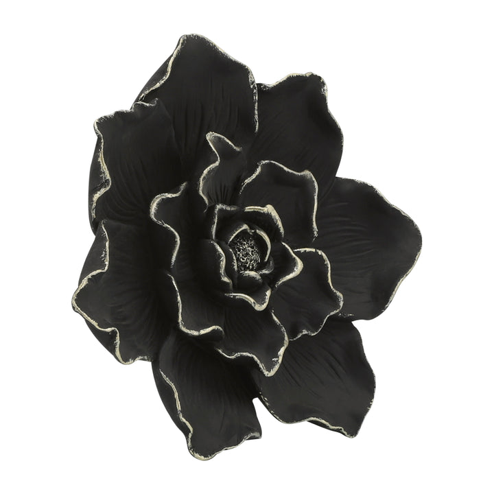 RESIN 9" FLOWER WALL ACCENT, BLACK