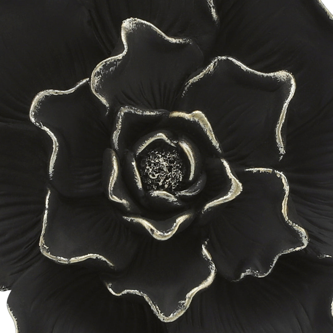 RESIN 9" FLOWER WALL ACCENT, BLACK