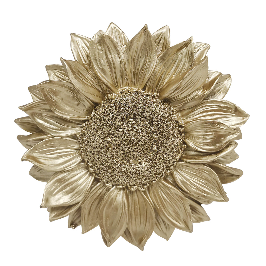 RESIN 7" SUNFLOWER WALL ACCENT, GOLD