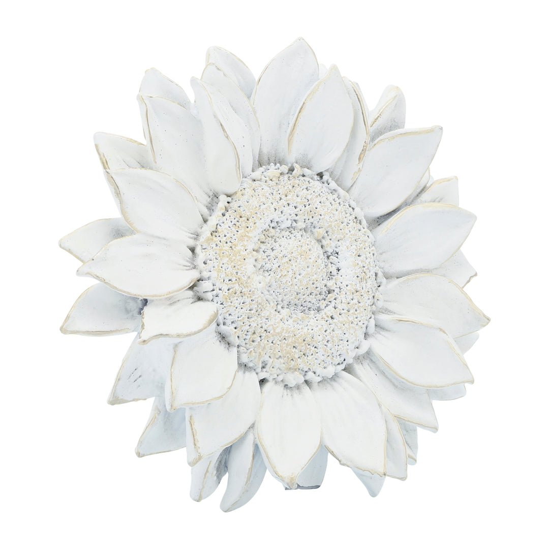 RESIN 7" SUNFLOWER WALL ACCENT, WHITE