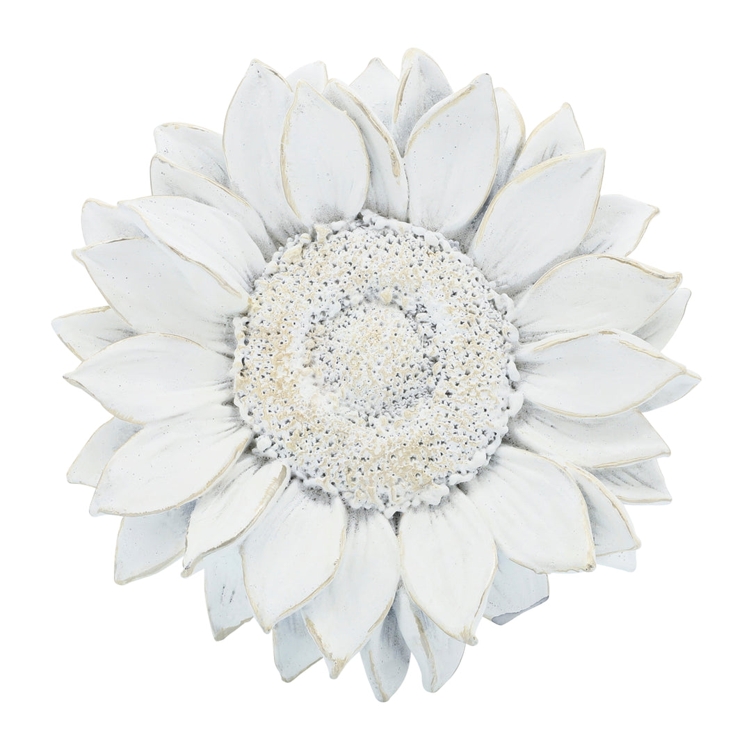 RESIN 7" SUNFLOWER WALL ACCENT, WHITE